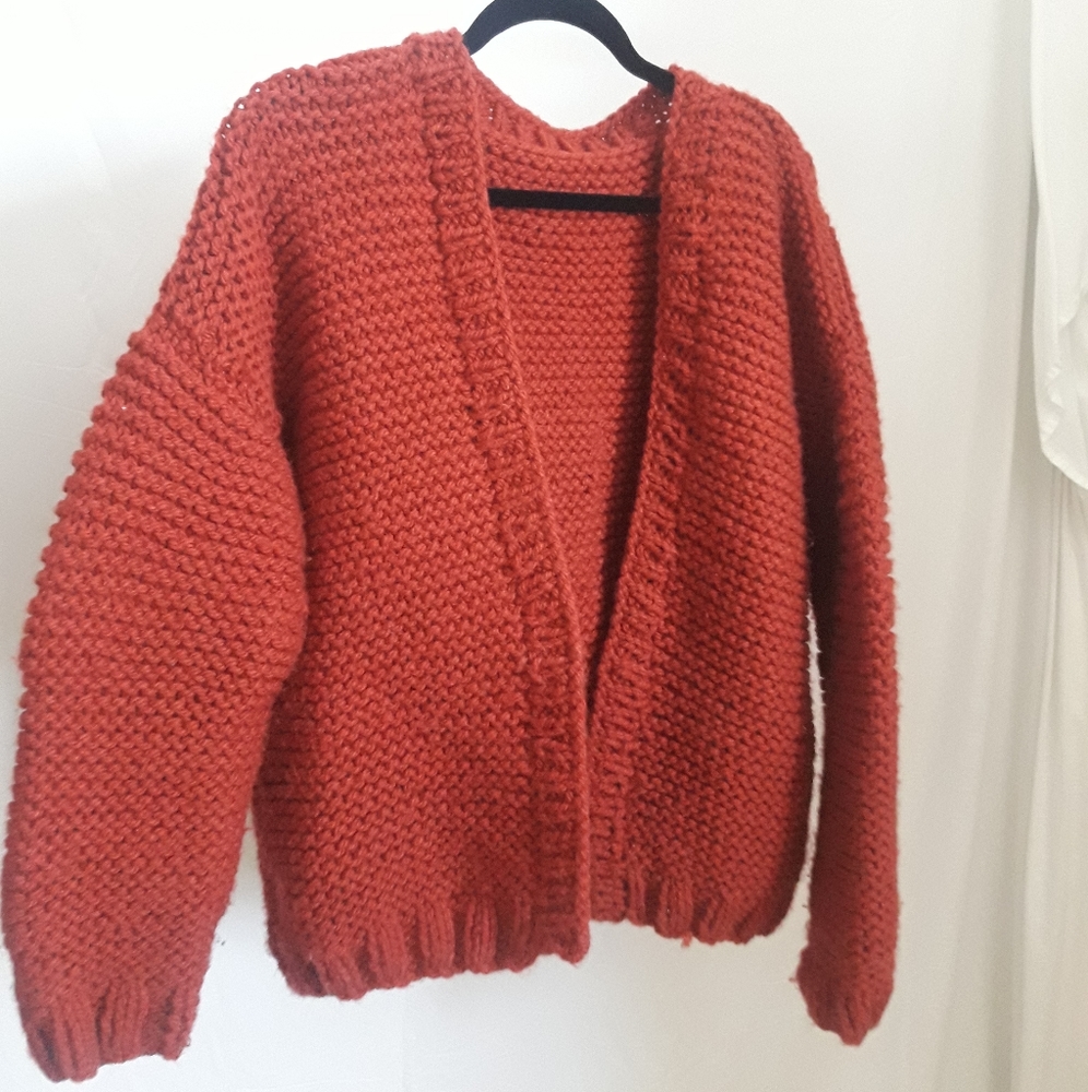 Vintage Hand Knit Cardigan Shawl Sweater